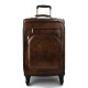 Leather trolley travel bag weekender overnight dark brown