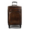 Leder Troller Reisetasche Manner Damen mit Griff dunkelbraun