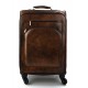 Leather trolley travel bag weekender overnight dark brown