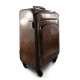 Leather trolley travel bag weekender overnight dark brown