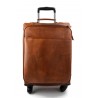 Leder Troller Reisetasche Manner Damen mit Griff braun