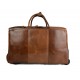 Brown leather duffle trolley travel bag weekender overnight