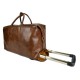 Brown leather duffle trolley travel bag weekender overnight