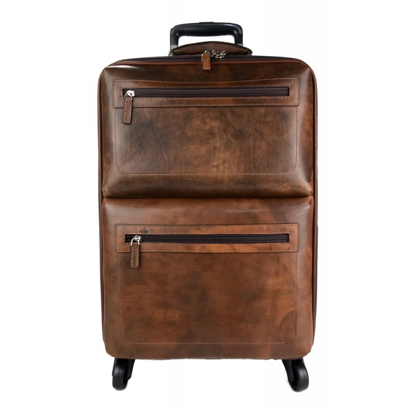 Leather cabin bag with wheels outlet