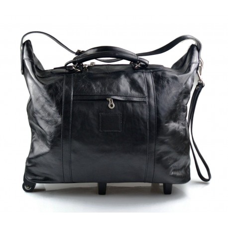 Sac voyage trolley noir voyage en cuir sac bagages a main en cuir carryon