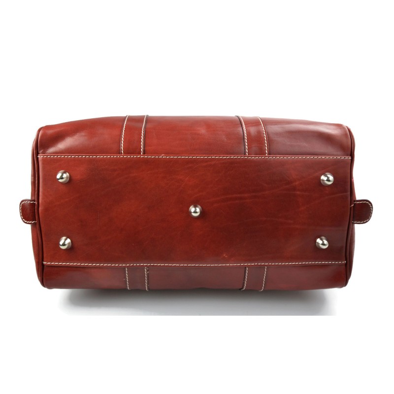 Sac de voyage en cuir homme femme rouge bandoulière en cuir