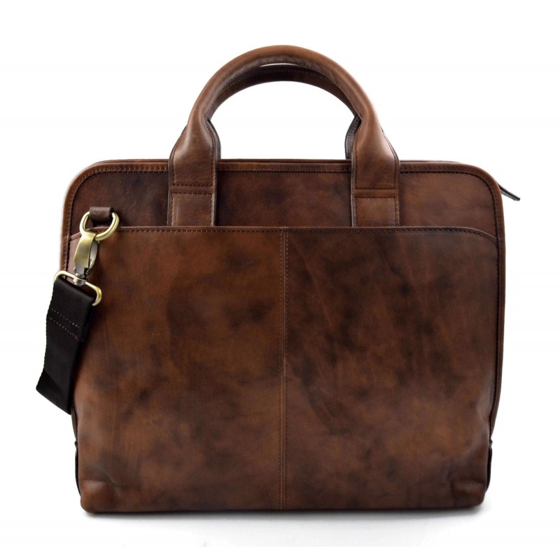 Vintage leather dark brown shoulder bag carry on bag messenger satchel