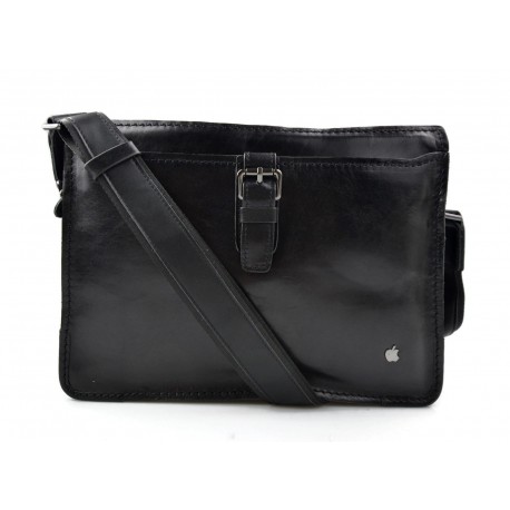 Bolso para tableta de cuero bolso messenger de piel bolso de hombre bolso de mujer piel marron oscuro
