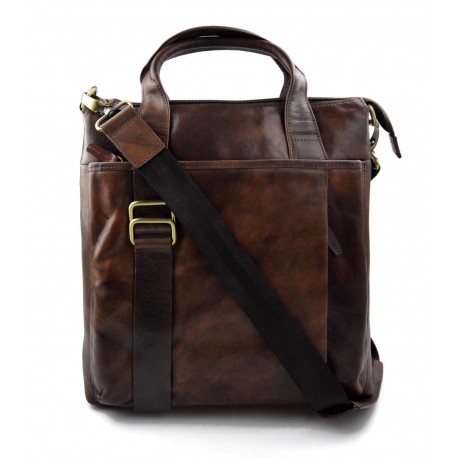 Borsa uomo tracolla vera pelle postino testa moro cartella pelle