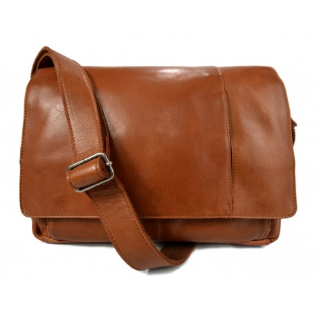 Genuine italian leather shoulder messenger bag ipad laptop bag honey