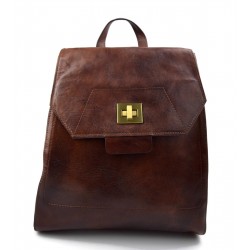 Backpack leather womens travel bag leather weekender sports bag gym bag leather brown