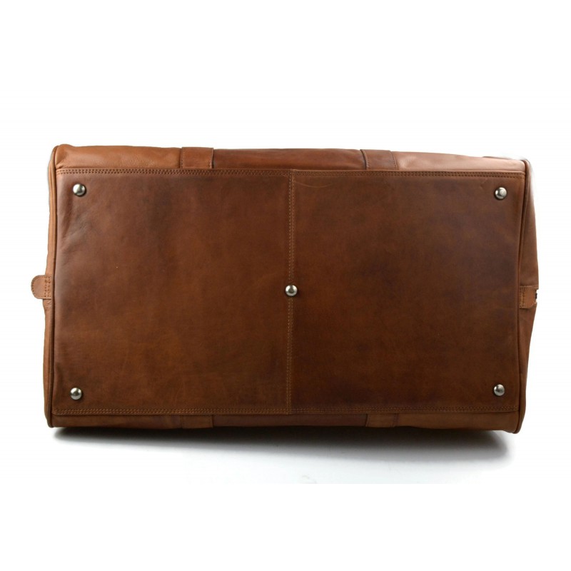 BAOSHA Borsa Weekender In Pelle Vegana - Grande Bagaglio A Mano 60x25x30 Cm Con Scomparto Scarpe - Marrone