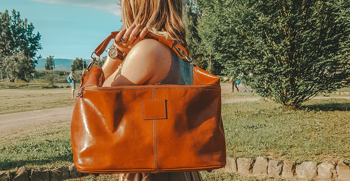 Sac à Main En Cuir Italien Marron – Modèle Sac De Jour Moyen, Porté épaule
